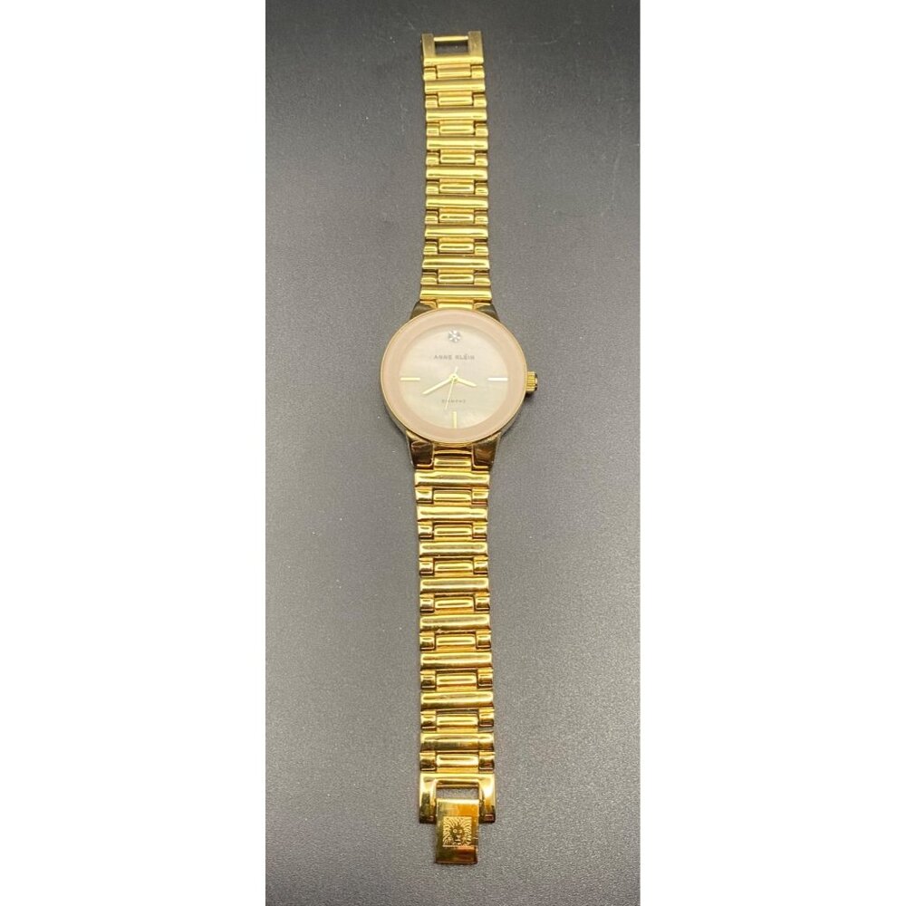 Anne Klein Womens Gold Tone Diamond Watch MOP Dial New Battery Runs AK2670 - Picture 2 of 7